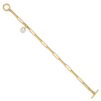 Leslie's 14K Polished FW Cultured Pearl Fancy Link Toggle Bracelet - Image 2