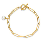 Leslie's 14K Polished FW Cultured Pearl Fancy Link Toggle Bracelet - Image 4