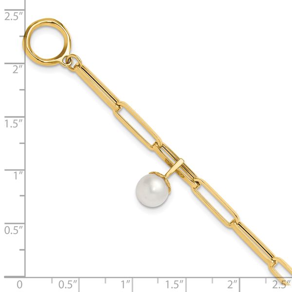 Leslie's 14K Polished FW Cultured Pearl Fancy Link Toggle Bracelet - Image 5