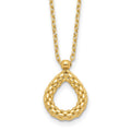 14K Polished and Textured Teardrop with .5in ext. Necklace