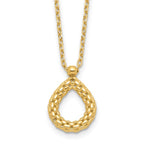 14K Polished and Textured Teardrop with .5in ext. Necklace