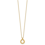 14K Polished and Textured Teardrop with .5in ext. Necklace - Image 2
