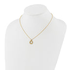 14K Polished and Textured Teardrop with .5in ext. Necklace - Image 3