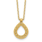 14K Polished and Textured Teardrop with .5in ext. Necklace - Image 4