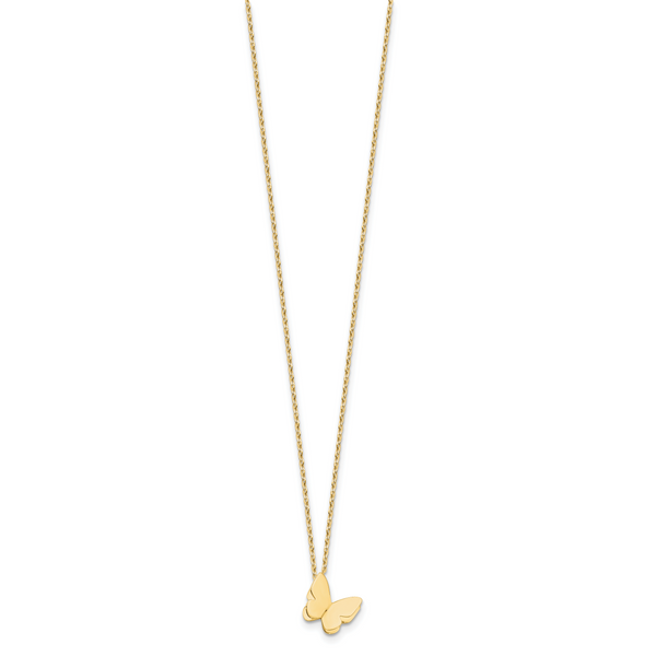 Leslie's 14K Polished Butterfly Charm with 2in ext. Necklace