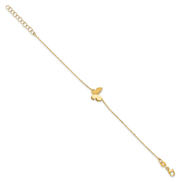 Leslie's 14K Polished Butterfly Charm with 1in ext. Bracelet - Image 2
