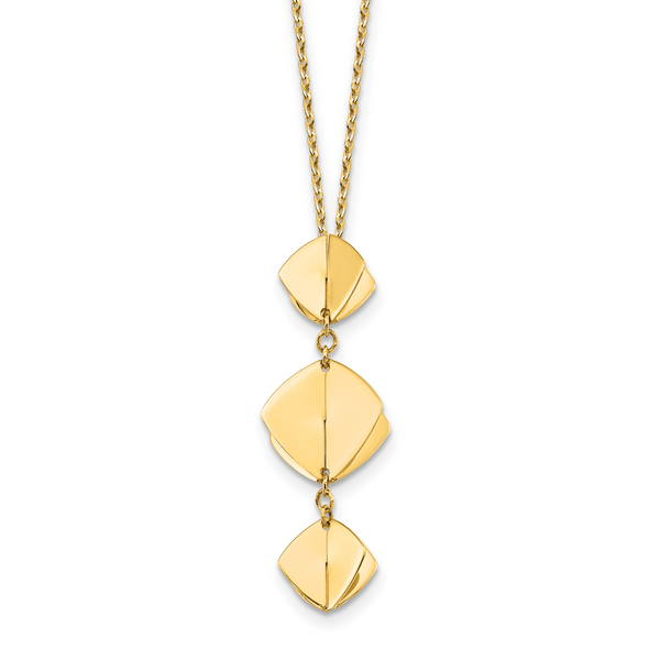 Leslie's 14K Polished Fancy Dangle Pendant Plus 2in ext. Necklace