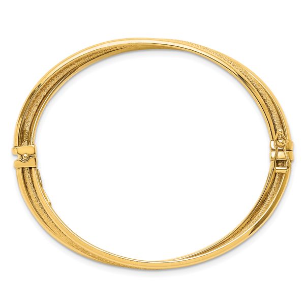 Leslie's 14K Polished and Textured Hinged Bangle - Image 2