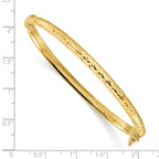 14K Polished and Diamond-cut Hinged Bangle - Image 3