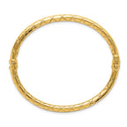 14K Polished and Textured Hinged Bangle - Image 2