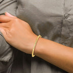 14K Polished and Textured Hinged Bangle - Image 4