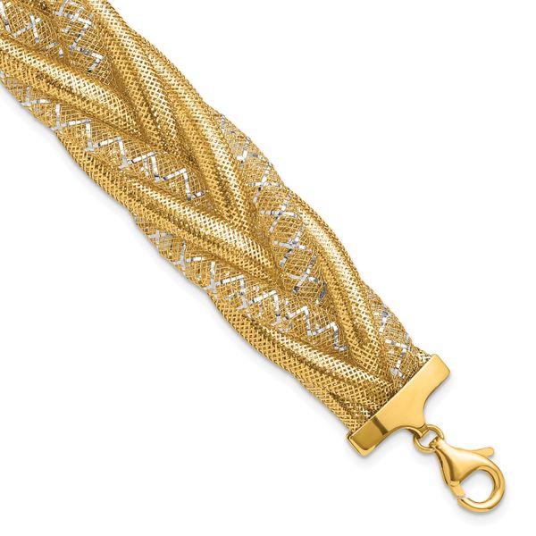 Leslie's 14K w/Rhodium Braided Mesh Stretch Bracelet