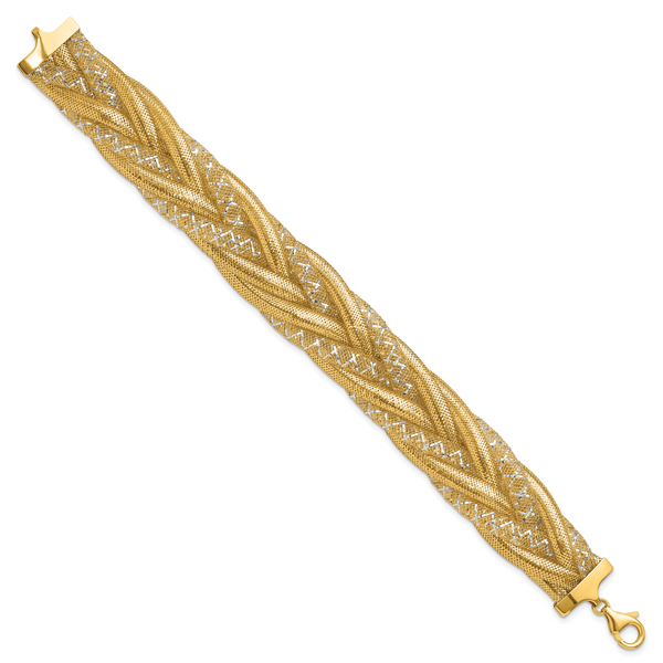 Leslie's 14K w/Rhodium Braided Mesh Stretch Bracelet - Image 2