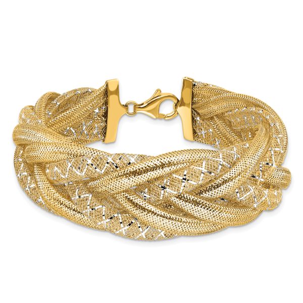 Leslie's 14K w/Rhodium Braided Mesh Stretch Bracelet - Image 3