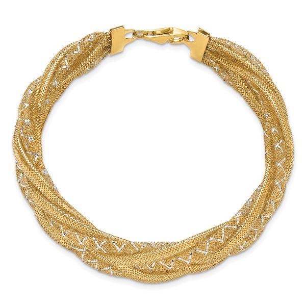Leslie's 14K w/Rhodium Braided Mesh Stretch Bracelet - Image 4