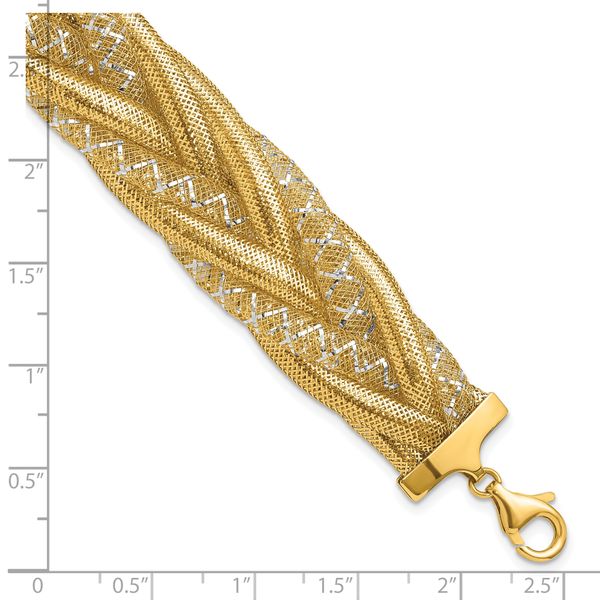 Leslie's 14K w/Rhodium Braided Mesh Stretch Bracelet - Image 5