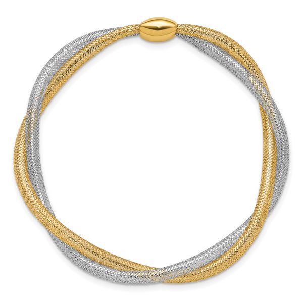 Leslie's 14K w/Rhodium Mesh Twist Slip-on Stretch Bracelet - Image 2