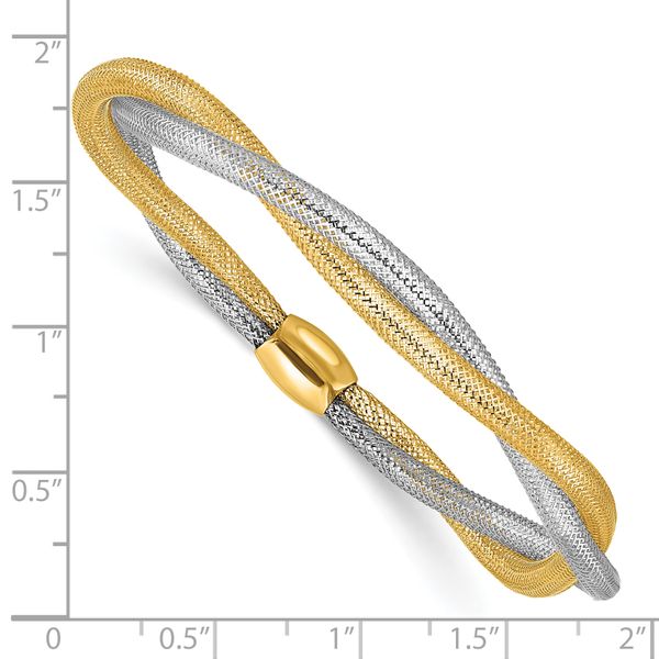 Leslie's 14K w/Rhodium Mesh Twist Slip-on Stretch Bracelet - Image 3