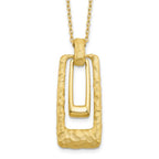 14K Polished and Satin Rectangle Pendant w/.25in ext. Necklace