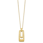 14K Polished and Satin Rectangle Pendant w/.25in ext. Necklace - Image 2