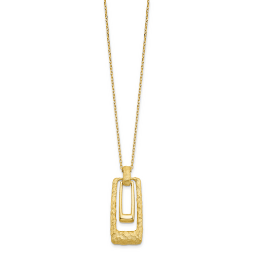 14K Polished and Satin Rectangle Pendant w/.25in ext. Necklace - Image 2