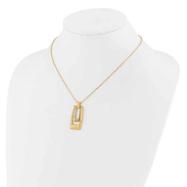 14K Polished and Satin Rectangle Pendant w/.25in ext. Necklace - Image 3