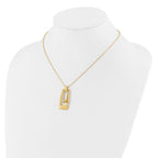 14K Polished and Satin Rectangle Pendant w/.25in ext. Necklace - Image 3