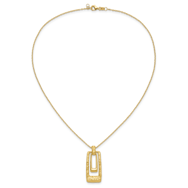 14K Polished and Satin Rectangle Pendant w/.25in ext. Necklace - Image 4