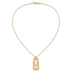 14K Polished and Satin Rectangle Pendant w/.25in ext. Necklace - Image 4