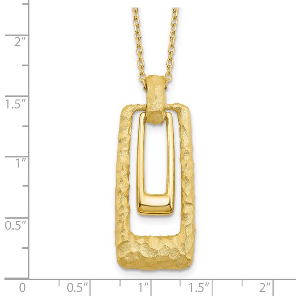 14K Polished and Satin Rectangle Pendant w/.25in ext. Necklace - Image 5