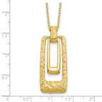 14K Polished and Satin Rectangle Pendant w/.25in ext. Necklace - Image 5