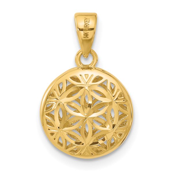 Leslie's 14K w/Rhodium Polished and Diamond-cut Pendant - Image 3