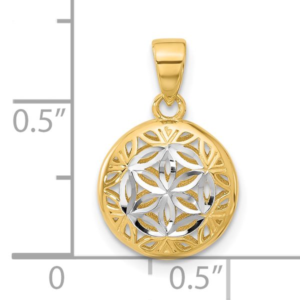 Leslie's 14K w/Rhodium Polished and Diamond-cut Pendant - Image 4