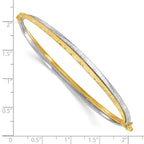 14K Two-tone Polished and Textured Hinged Bangle - Image 3