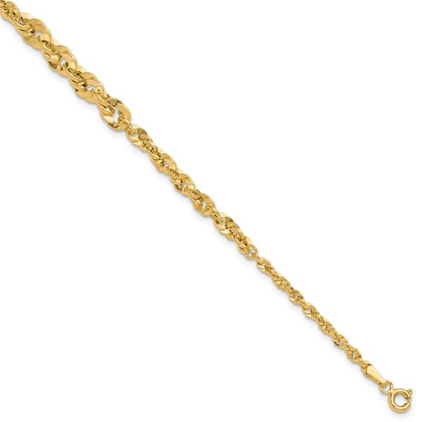 Leslie's 14k Polished and D/C Fancy Link Graduated 7.5in Bracelet
