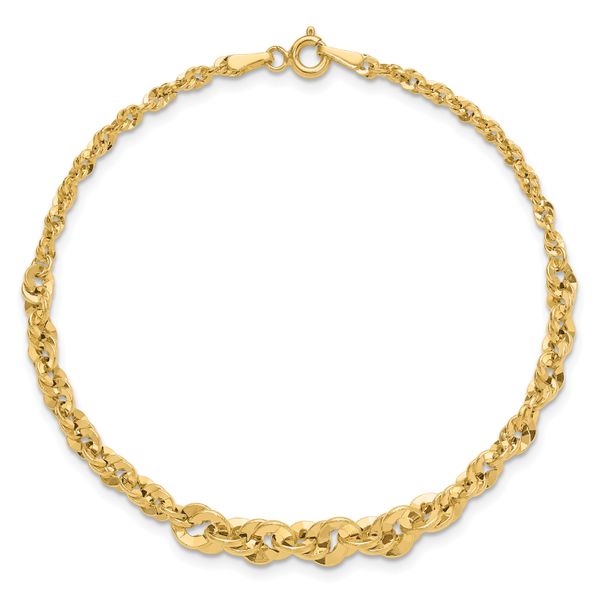Leslie's 14k Polished and D/C Fancy Link Graduated 7.5in Bracelet - Image 4