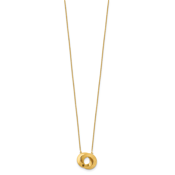 Leslie's 14K Polished and Brushed Double Circle 16in with 2in ext Necklace - Image 2