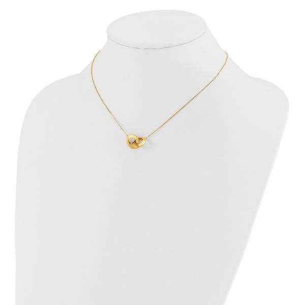 Leslie's 14K Polished and Brushed Double Circle 16in with 2in ext Necklace - Image 3