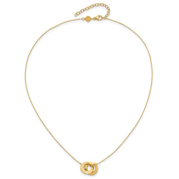 Leslie's 14K Polished and Brushed Double Circle 16in with 2in ext Necklace - Image 4
