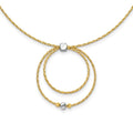 Leslie's 14K w/Wht Rhod Polished/DC Circle Pendant w/1in ext. Necklace