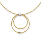 Leslie's 14K w/Wht Rhod Polished/DC Circle Pendant w/1in ext. Necklace