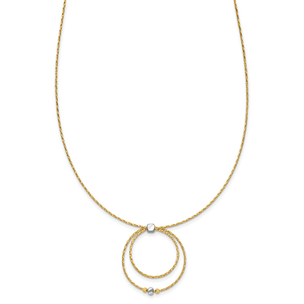 Leslie's 14K w/Wht Rhod Polished/DC Circle Pendant w/1in ext. Necklace - Image 2