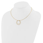 Leslie's 14K w/Wht Rhod Polished/DC Circle Pendant w/1in ext. Necklace - Image 3