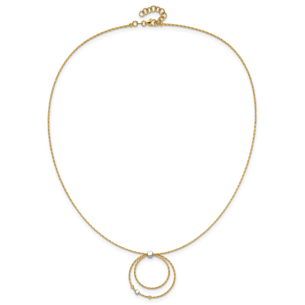 Leslie's 14K w/Wht Rhod Polished/DC Circle Pendant w/1in ext. Necklace - Image 4