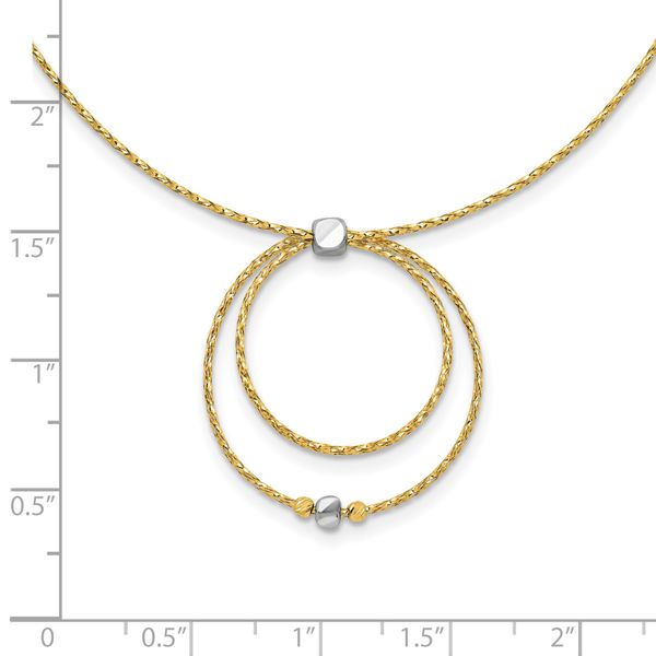 Leslie's 14K w/Wht Rhod Polished/DC Circle Pendant w/1in ext. Necklace - Image 5