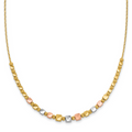 Leslie's 14K Tri-color Polished / DC Square Beads w/1in ext. Necklace