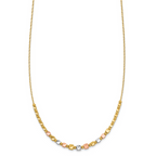 Leslie's 14K Tri-color Polished / DC Square Beads w/1in ext. Necklace - Image 2