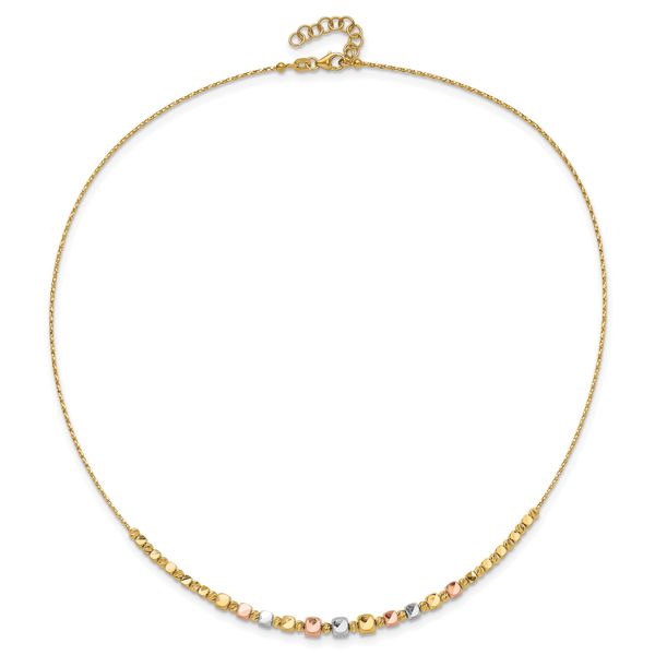 Leslie's 14K Tri-color Polished / DC Square Beads w/1in ext. Necklace - Image 4