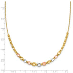 Leslie's 14K Tri-color Polished / DC Square Beads w/1in ext. Necklace - Image 5