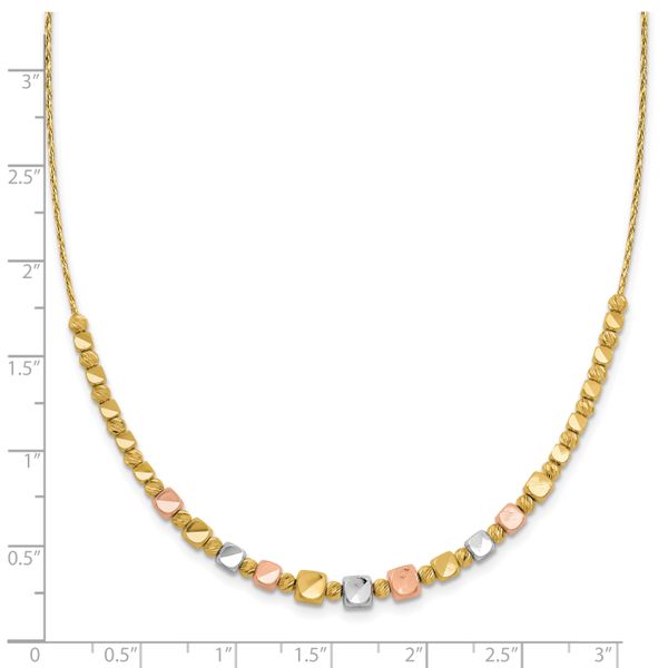 Leslie's 14K Tri-color Polished / DC Square Beads w/1in ext. Necklace - Image 5